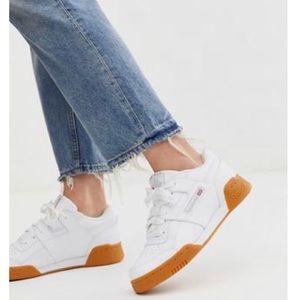 Reebok workout plus in white and gum. Like new. US 4.5
